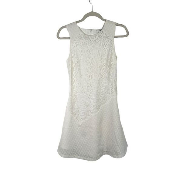 Sandro Paris White Sleeveless Lace Overlay Dress Preppy NWT Womens 1 US Small - Picture 1 of 7